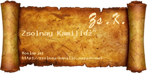 Zsolnay Kamilló névjegykártya